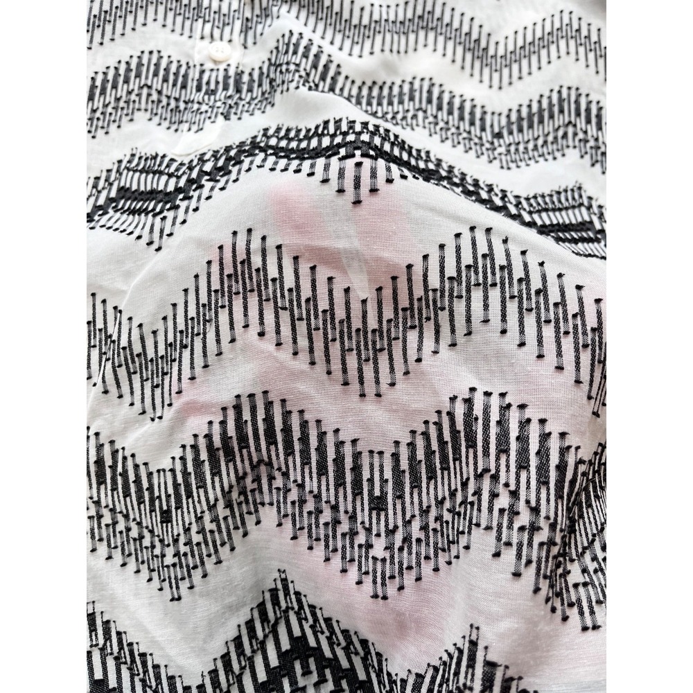 J. Crew Chevron Semi-Sheer Black & White Blouse Womens sz M Chic Spring Office - Picture 8 of 16